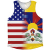 American Flag And Tibet Flag Combination Athletic Tank Top by Tribe Lacrosse