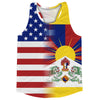 American Flag And Tibet Flag Combination Running Racerback Singlet Track Tank Top by Tribe Lacrosse