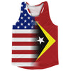 American Flag And Timor-Leste Flag Combination Running Racerback Singlet Track Tank Top by Tribe Lacrosse
