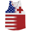 American Flag And Tonga Flag Combination Running Racerback Singlet Track Tank Top by Tribe Lacrosse