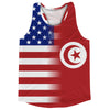 American Flag And Tunisia Flag Combination Running Racerback Singlet Track Tank Top by Tribe Lacrosse