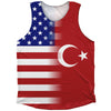 American Flag And Turkey Flag Combination Athletic Tank Top by Tribe Lacrosse
