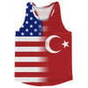American Flag And Turkey Flag Combination Running Racerback Singlet Track Tank Top by Tribe Lacrosse