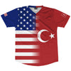 American Flag And Turkey Flag Combination Soccer Jersey Made In USA by Tribe Lacrosse