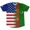 American Flag And Turkmenistan Flag Combination Soccer Jersey Made In USA by Tribe Lacrosse