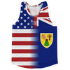 American Flag And Turks And Caicos Flag Combination Running Racerback Singlet Track Tank Top by Tribe Lacrosse