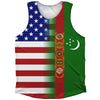 American Flag And Turmenistan Flag Combination Athletic Tank Top by Tribe Lacrosse