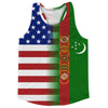 American Flag And Turmenistan Flag Combination Running Racerback Singlet Track Tank Top by Tribe Lacrosse