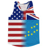 American Flag And Tuvalu Flag Combination Running Racerback Singlet Track Tank Top by Tribe Lacrosse