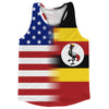 American Flag And Uganda Flag Combination Running Racerback Singlet Track Tank Top by Tribe Lacrosse