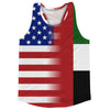 American Flag And United Arab Emirates Flag Combination Running Racerback Singlet Track Tank Top by Tribe Lacrosse
