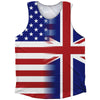 American Flag And United Kingdom Flag Combination Athletic Tank Top by Tribe Lacrosse