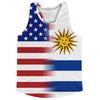 American Flag And Uruguay Flag Combination Running Racerback Singlet Track Tank Top by Tribe Lacrosse