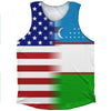 American Flag And Uzbekistan Flag Combination Athletic Tank Top by Tribe Lacrosse