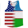 American Flag And Uzbekistan Flag Combination Running Racerback Singlet Track Tank Top by Tribe Lacrosse