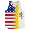 American Flag And Vatican Flag Combination Running Racerback Singlet Track Tank Top by Tribe Lacrosse