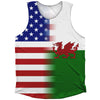 American Flag And Wales Flag Combination Athletic Tank Top by Tribe Lacrosse