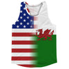 American Flag And Wales Flag Combination Running Racerback Singlet Track Tank Top by Tribe Lacrosse