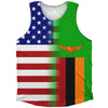 American Flag And Zambia Flag Combination Athletic Tank Top by Tribe Lacrosse