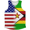 American Flag And Zimbabwe Flag Combination Athletic Tank Top by Tribe Lacrosse