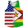 American Flag And Zimbabwe Flag Combination Running Racerback Singlet Track Tank Top by Tribe Lacrosse
