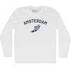 Amsterdam Running Track Winged Foot Adult Cotton Long Sleeve T-shirt by Tribe Lacrosse
