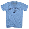 Amsterdam Running Track Winged Foot Adult Tri-Blend V-neck T-shirt by Tribe Lacrosse