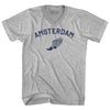 Amsterdam Running Track Winged Foot Adult Cotton V-neck T-shirt by Tribe Lacrosse