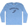 Barcelona Running Track Winged Foot Adult Tri-Blend Long Sleeve T-shirt by Tribe Lacrosse