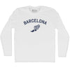 Barcelona Running Track Winged Foot Adult Cotton Long Sleeve T-shirt by Tribe Lacrosse