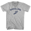 Barcelona Running Track Winged Foot Adult Cotton V-neck T-shirt by Tribe Lacrosse
