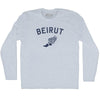 Beirut Running Track Winged Foot Adult Tri-Blend Long Sleeve T-shirt by Tribe Lacrosse