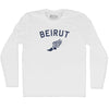 Beirut Running Track Winged Foot Adult Cotton Long Sleeve T-shirt by Tribe Lacrosse