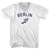 Berlin Running Track Winged Foot Adult Tri-Blend V-neck T-shirt by Tribe Lacrosse