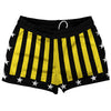 Black and Yellow Champ Shorty Short Gym Shorts 2.5" Inseam Made In USA by Tribe Lacrosse