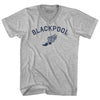 Blackpool Running Track Winged Foot-Adult Cotton V-neck T-shirt by Tribe Lacrosse