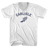 Carlisle Running Track Winged Foot Adult Cotton V-neck T-shirt by Tribe Lacrosse