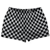 Checkerboard 1 Inch Black and Grey Medium Shorty Short Gym Shorts 2.5" Inseam Made In USA by Tribe Lacrosse