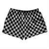 Checkerboard 1 Inch Black and Grey Medium 2.5" Swim Shorts Made in USA by Tribe Lacrosse