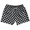 Checkerboard 1 Inch Black and Grey Medium 5" Swim Shorts Made in USA by Tribe Lacrosse
