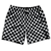 Checkerboard 1 Inch Black and Grey Medium Swim Shorts 7" Made in USA by Tribe Lacrosse