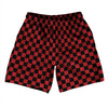 Checkerboard 1 Inch Black and Red Dark Athletic Running Fitness Exercise Shorts 7" Inseam Shorts Made In USA by Tribe Lacrosse