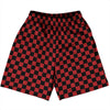 Checkerboard 1 Inch Black and Red Dark Basketball Practice Shorts Made In USA by Tribe Lacrosse