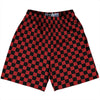 Checkerboard 1 Inch Black and Red Dark Lacrosse Shorts Made In USA by Tribe Lacrosse