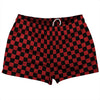 Checkerboard 1 Inch Black and Red Dark Shorty Short Gym Shorts 2.5" Inseam Made In USA by Tribe Lacrosse