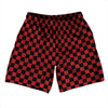 Checkerboard 1 Inch Black and Red Dark Soccer Shorts Made In USA by Tribe Lacrosse