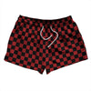 Checkerboard 1 Inch Black and Red Dark 2.5" Swim Shorts Made in USA by Tribe Lacrosse