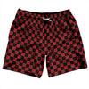 Checkerboard 1 Inch Black and Red Dark Swim Shorts 7" Made in USA by Tribe Lacrosse