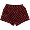 Checkerboard 1 Inch Black and Red Dark Womens & Girls Sport Shorts End Made In USA by Tribe Lacrosse