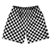 Checkerboard 1 Inch Black and White Athletic Running Fitness Exercise Shorts 7" Inseam Shorts Made In USA by Tribe Lacrosse